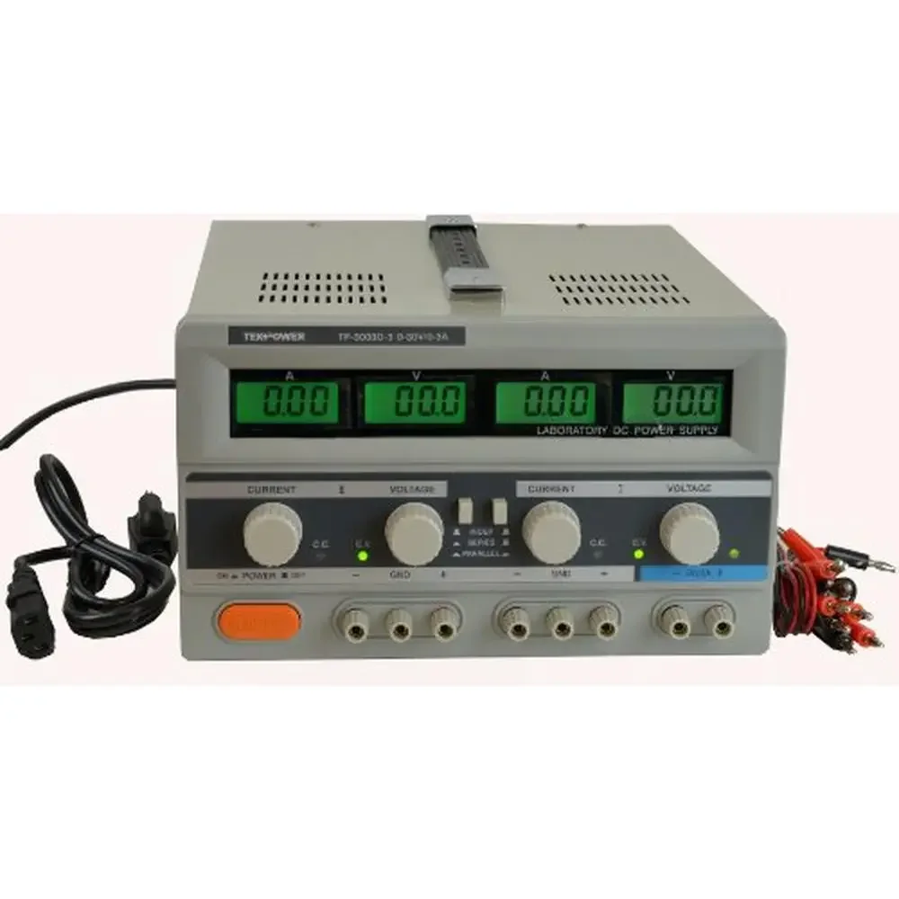 Triple Output Linear DC Power Supply 30V/3A tegangan Lab Grade & pemantauan arus Overload perlindungan operasi terus menerus