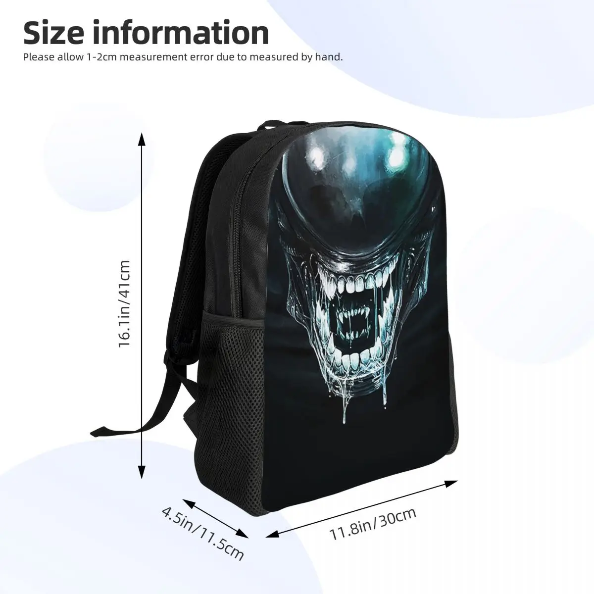 حقيبة ظهر مدرسية للطلاب من Xenomorph Alien حقيبة ظهر للمشي لمسافات طويلة والسفر للرجال والنساء حقيبة كتب عصرية حقائب كتف