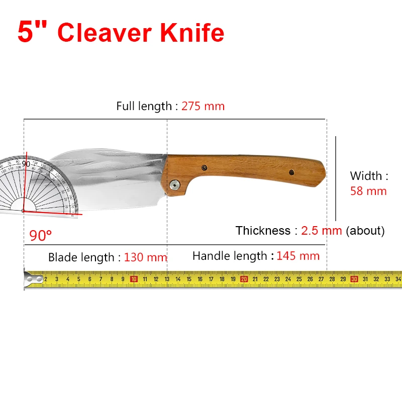 Folding Cleaver Knife Forged Stainless Steel Kitchen Knife Cutting Knives Butcher Knife Vegetable And Fruit Kitchen Accessories