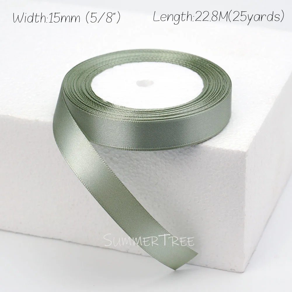 Salbeigrünes Satinband 22,8M 25 Yards Weiches Glänzendes Stoffband für Geschenkverpackungen Hochzeitssträuße DIY-Basteleien Heim- und Partydekoration – Detail 10