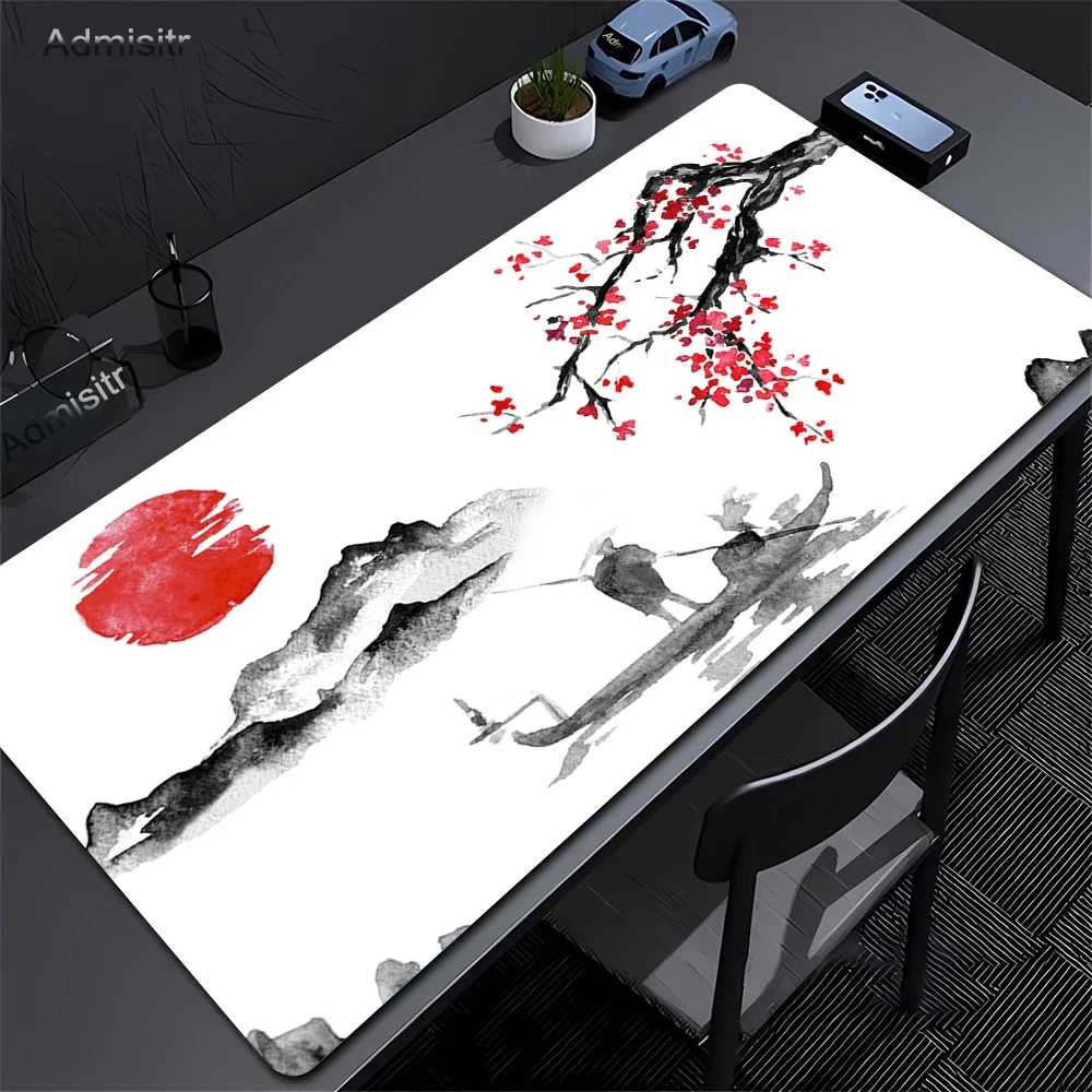 90X45cm Cherry Blossom Pattern Gaming Mouse Pad Large Laptop Desk Mat Carpet Non-slip Base Edge-locking Washable Office Home Use