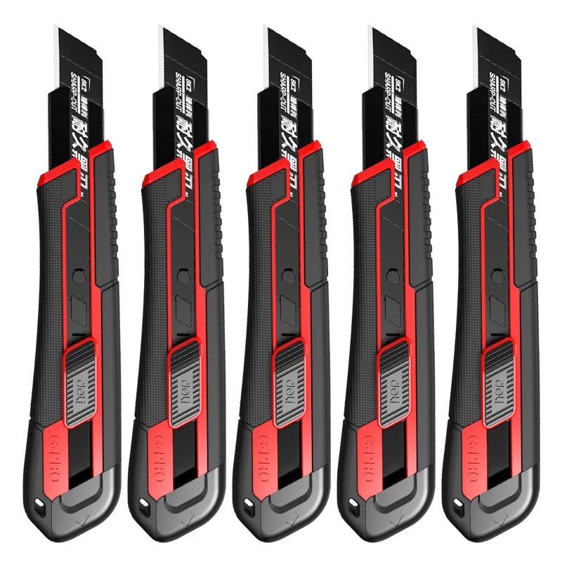 DELI Utility Knife Box Cutter Retractable, Compact Box Knife for Cartons, Cardboard and Boxes, with 1 Piece 18mm Wider
