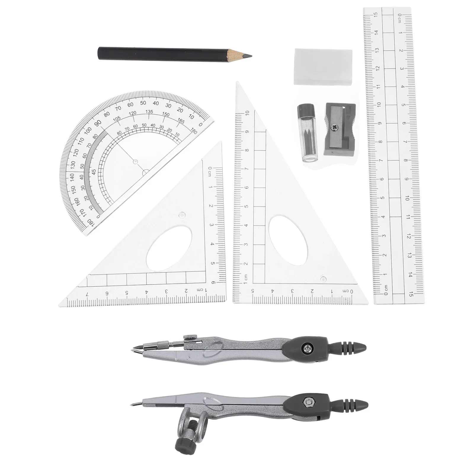 1 conjunto de régua transferidor geometria desenho ferramentas kit ângulo preciso medição suprimentos matemáticos para a escola