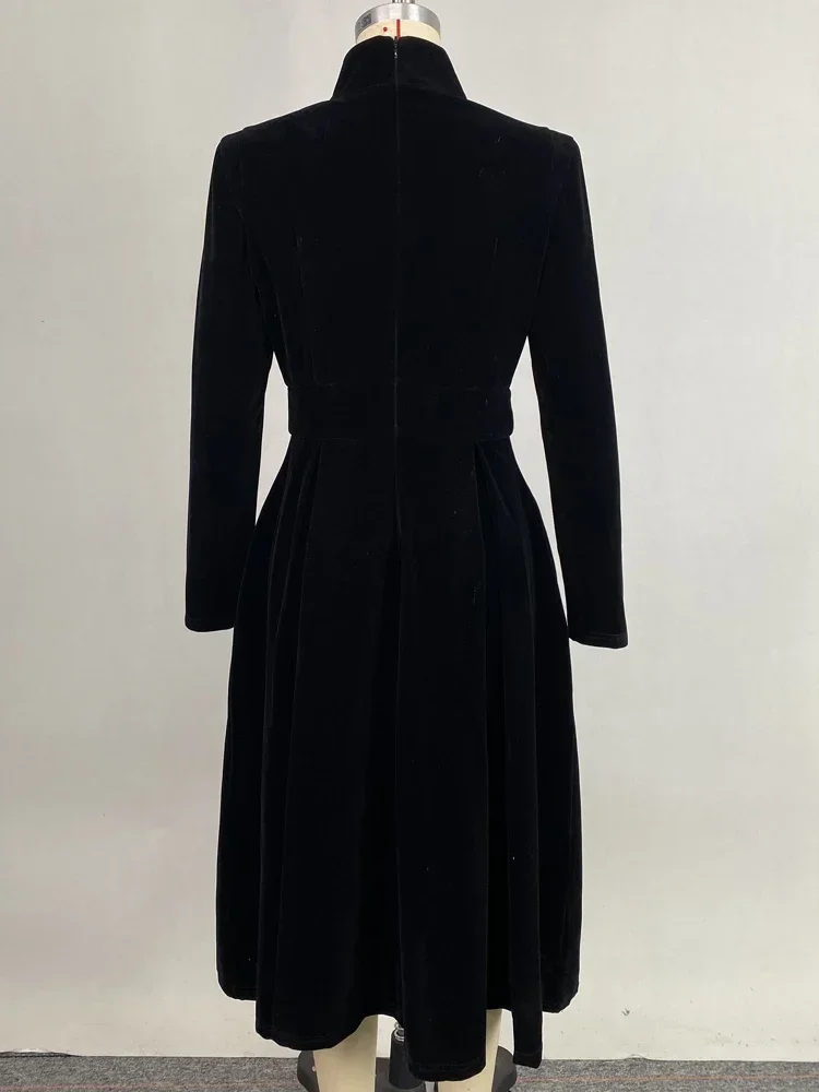 Beautyblue-女性のイブニングドレス,ハイカラーのミドル丈ドレス,新しい黒の長袖,エレガントなイブニングドレス,カジュアルな集まり