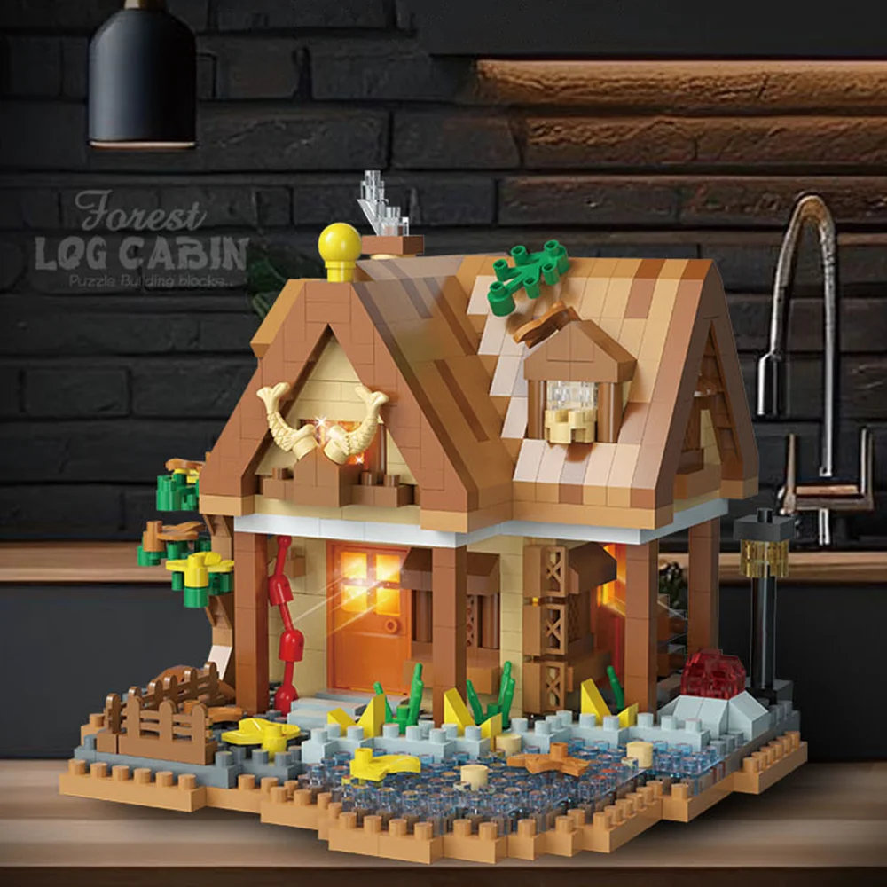 Creatieve straatbeeld bouwmodel bouwstenen bos boomhut puzzel windmolen boomhut decoratie speelgoed