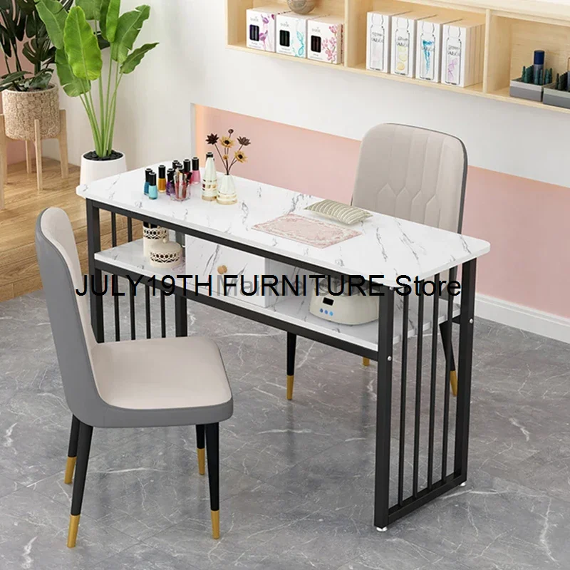 Modern Wrought Iron Manicure Station For Commercial Furniture Nail Tables Simple Economical Upscale Professional Manicure Table