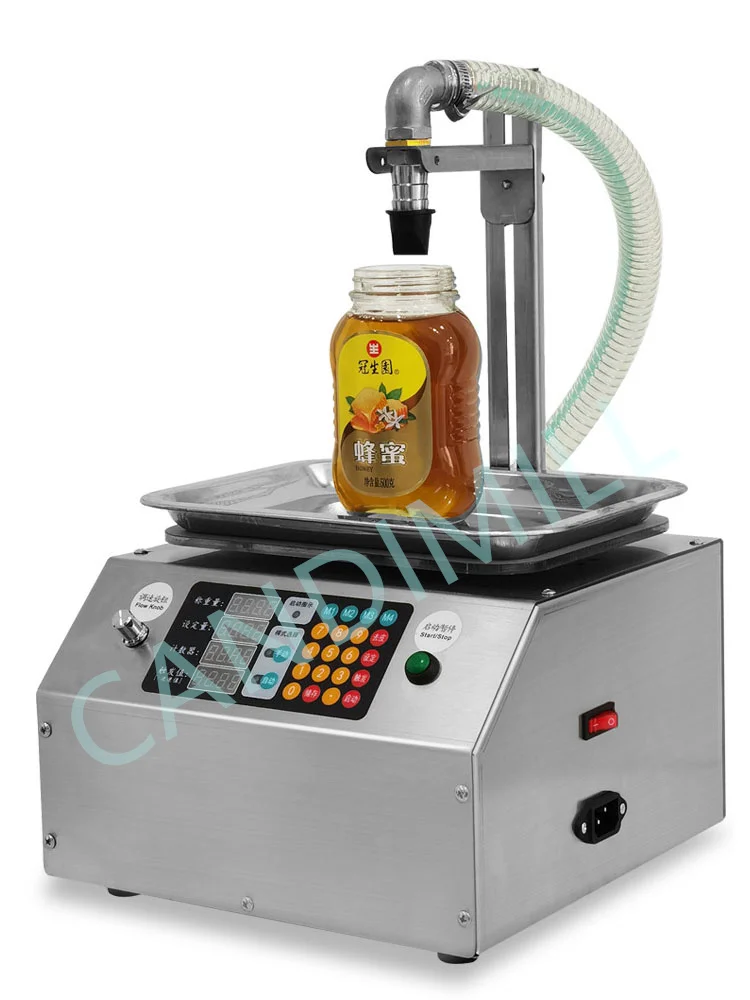 Máquina de enchimento de distribuição automática pequena, líquido viscoso, molho de gergelim, óleo comestível, cola, máquina de enchimento de mel, controle digital