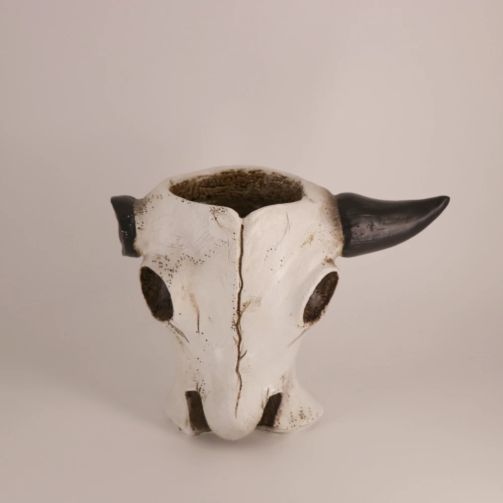 Bullenkopf-Blumentopf für den Außenbereich, kreativer Retro-Bullenkopf-Blumentopf aus Kunstharz, Dekoration für Haus und Garten, Pflanzgefäß. – Detail 9