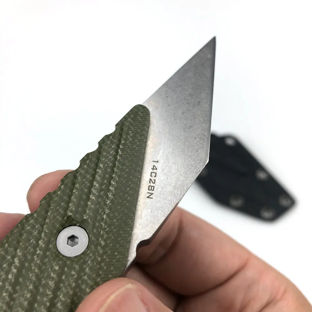 Cuchillo de bolsillo TRSKT 14C28N, cuchillo táctico pequeño de 4,5mm de espesor, cuchillos de desempaquetado, herramienta EDC, mango de lino Kydex, envío directo