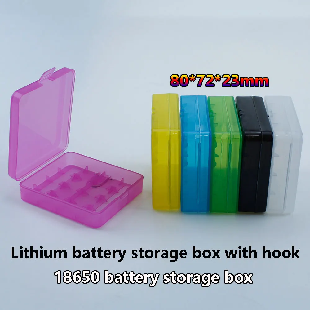 1PC 4 Slots 18650 Rechargeable Battery Storage Box with Metal Hook Plastic Box 4 Section Equipment Thicken Durable