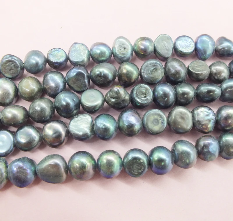 

5 shares 9-10MM white. Black, AA Freshwater Baroque Pearl. DIY Spacer Beads Loose Beads 15"