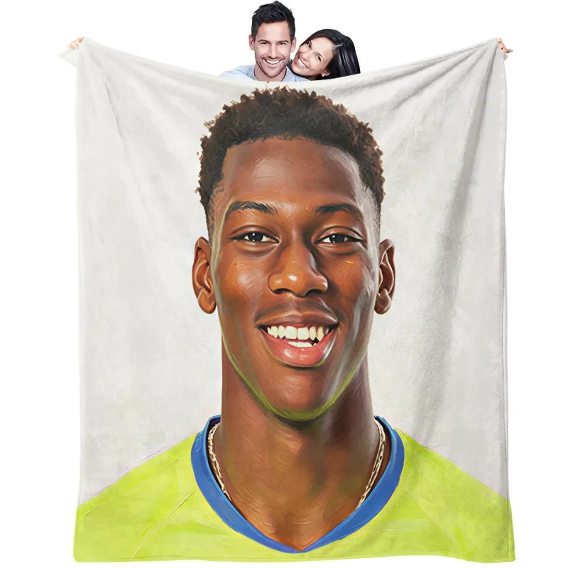 Soccer Player Oil Print Blanket Flannel Blanket Throw Blanket Warm Gift Blanket for sports fans sofa bedroom rest