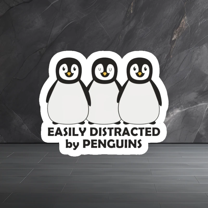 Three Cute Penguins Fun English Stickers Easy Distracted by Penguins Luggage Bottle Decoration Stickers