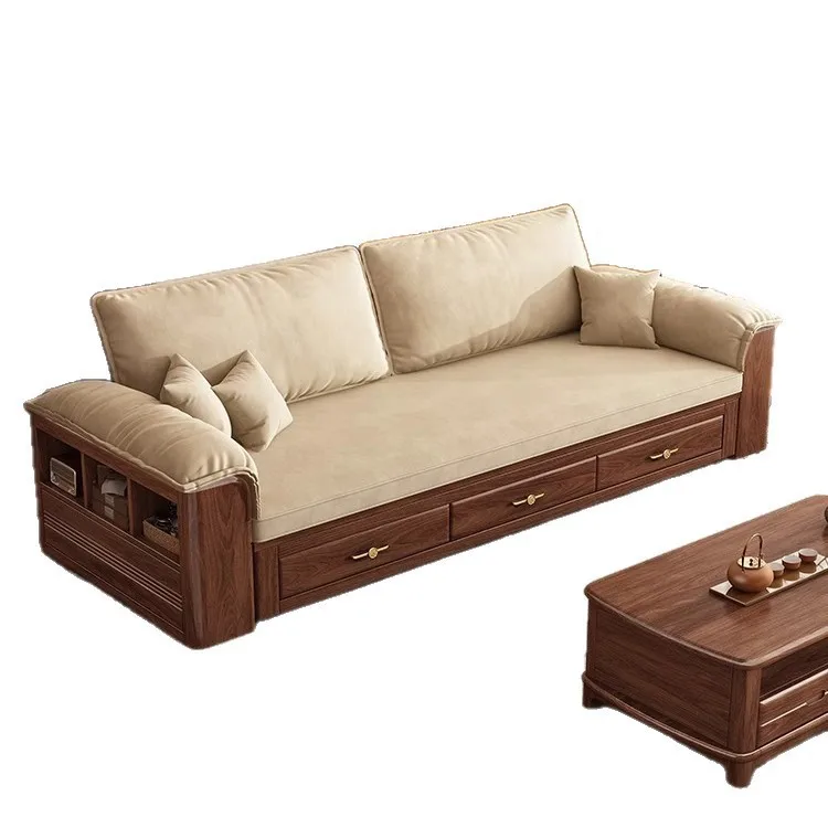 

CX solid wood sofa bed modern simple dual-purpose living room small apartment multi-functional storage can be pushed and pulled