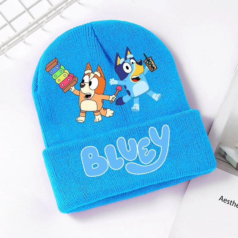 

Blueye Bingo Boy Girl Knitted Hat Cute Anime Beanies Cap Headgear Outdoor Casual Keep Warm Cold Knitted Cap Kids Party Game Gift