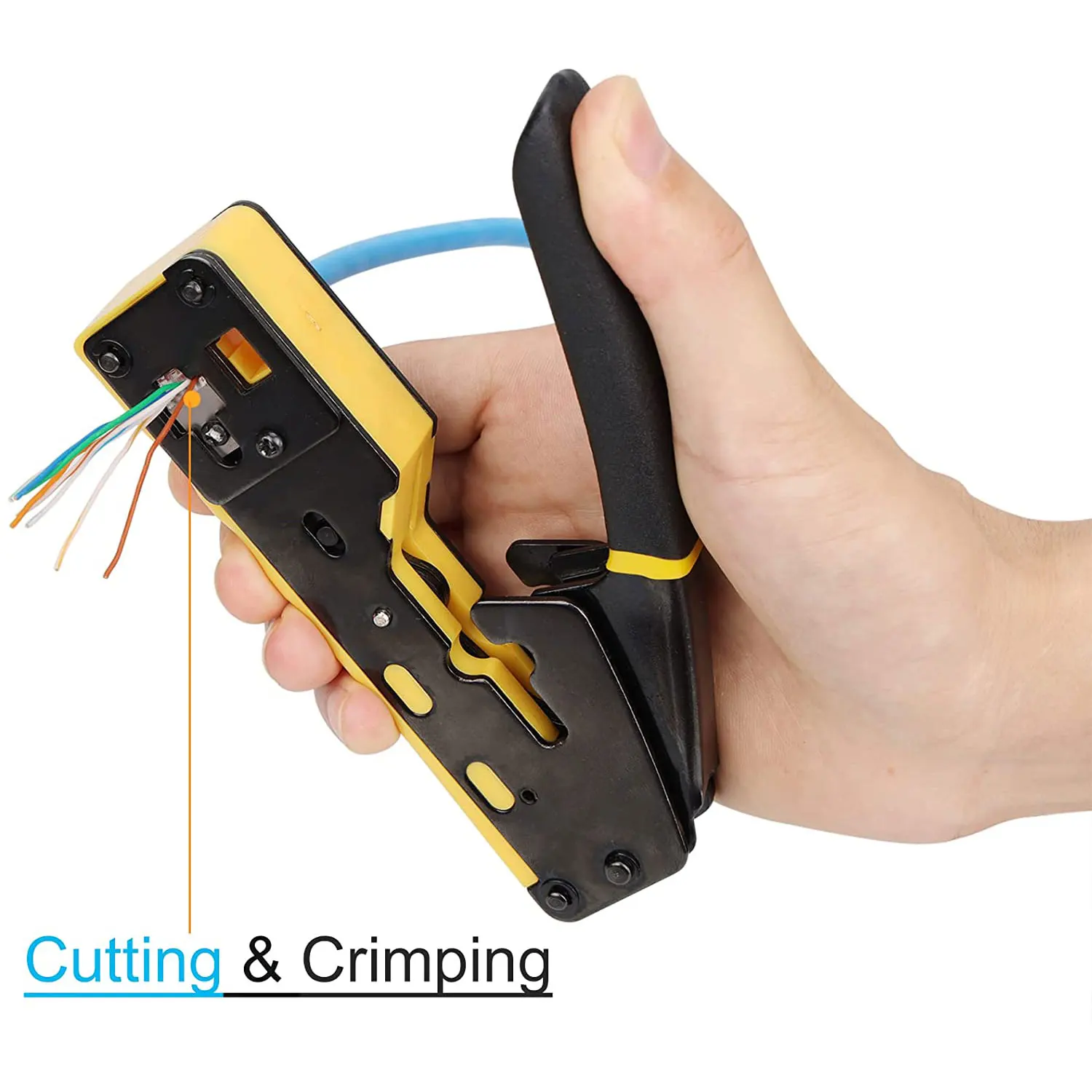 RJ45 Crimp Tool Pass Through Cat6 Crimping Tool Kit All-in-One Ethernet Crimpe With 10PCS Cat6 Connectors Mini Wire Stripper