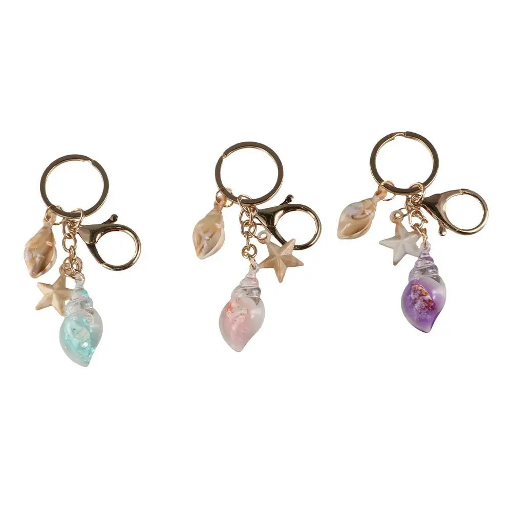 Cute Luminous Conch Keychain Backpack Decor Glow-in-the-dark Sea Beach Pendants Charms Creative Starfish Shell Keyring