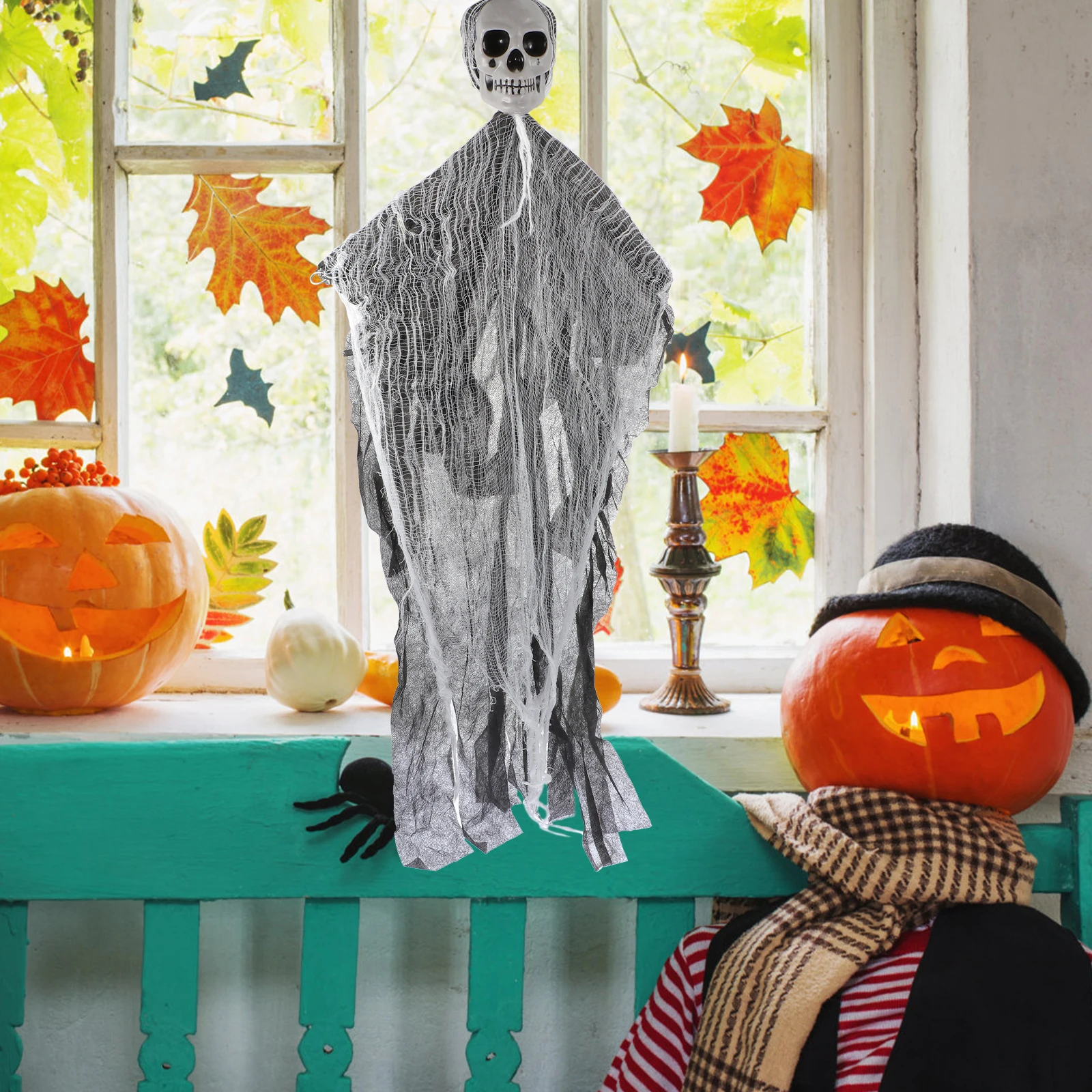 

2 pcs Face Pendant Halloween Hanging Ghost Decorations Party Supplies for Yard Courtyard Polyester