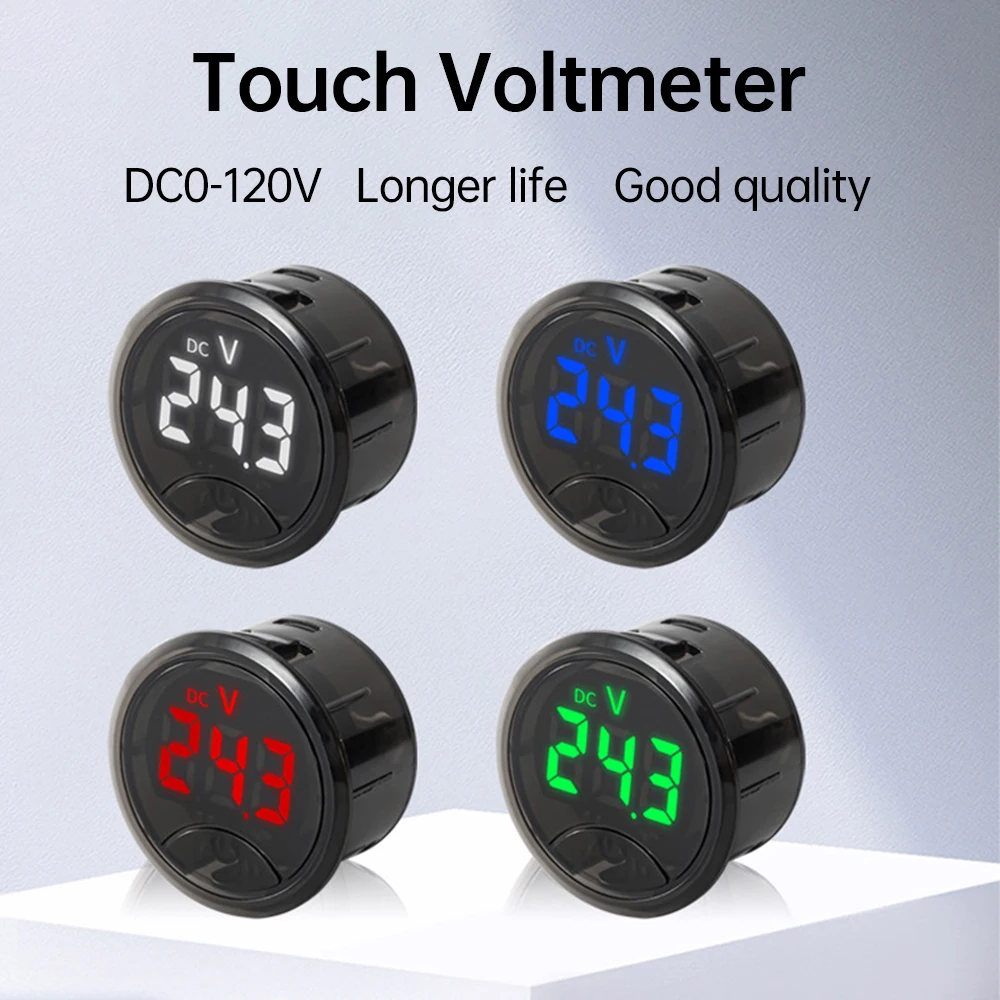 LED Digital Display Voltmeter Round 3 Wire DC Touch Car Voltage Meter With Reverse Connection Protection DC 7-120V/DC 0-120V