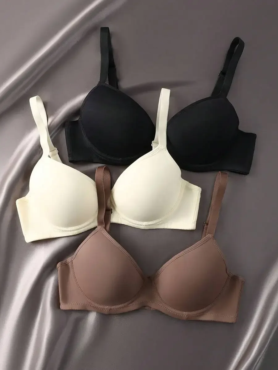 

EmpressEnvy 3pcs Non-Wired Bralette Set (Dusty Rose + Charcoal Gray + Apricot)