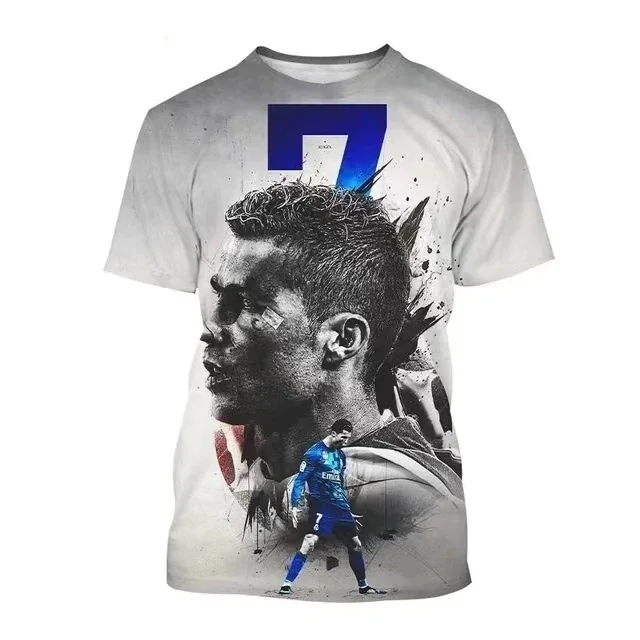 New Summer Ronaldo 3D Print Boy Girls Sports T-shirt Daily Leisure Street Fashion, Comfortable Short Sleeves Fashion Clothing