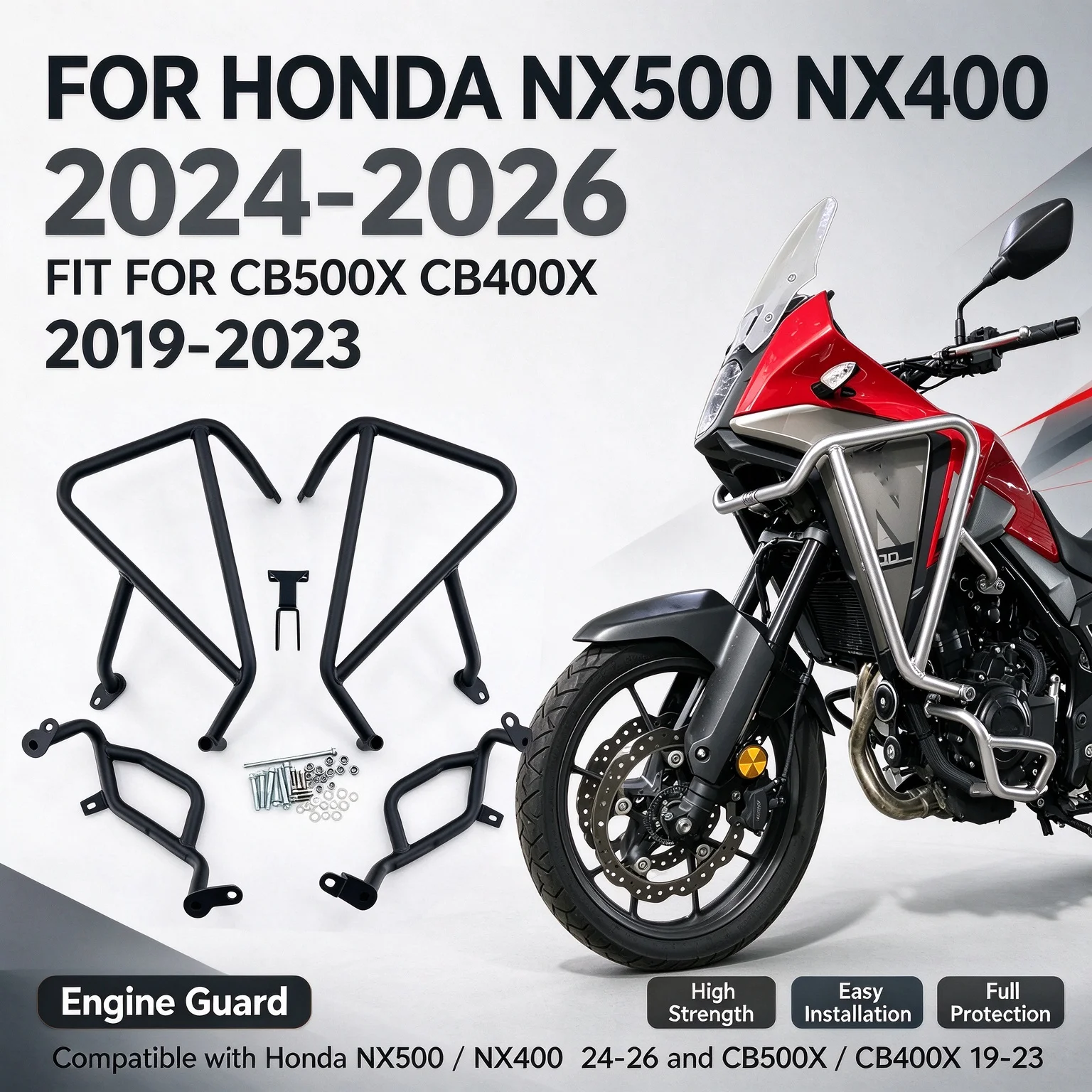 For Honda NX500 NX400 2024-2026 CB500X CB400X 2019-2023 Motorcycle Engine Guard Crash Bar Steel Anti Crash Frame Bumper Protect