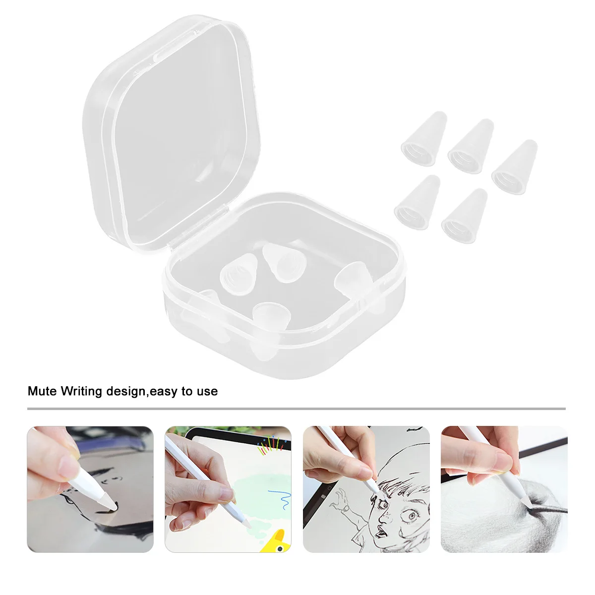 

8 Pcs Stylus Pen Tip Cover Ultra Thin Non Slip Silicone Protective Case for Pencil 1 2 Generation Writing Accuracy