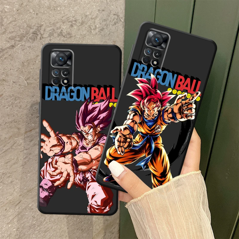 เคสสำหรับ Xiaomi Redmi Note 9 10 11 12 Pro 9S 11s 7 8 12s 13 14 Pro Plus 10S สีดำ เคสโทรศัพท์แบบนิ่ม ลายญี่ปุ่น ดราก้อนบอล ซุน โกคู