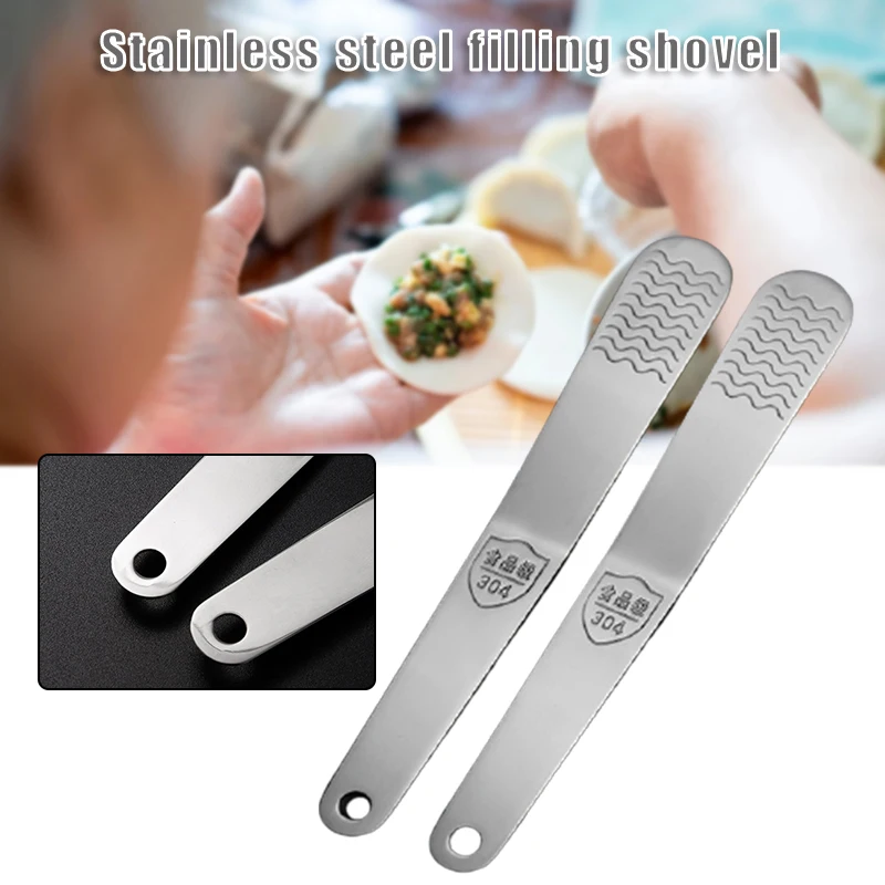 

2pcs Dumpling Spoon Stainless Steel Flat Stuffing Shovel Picking Spatula Dumplings Making Tools Filling Spoon Kitchen Gadgets