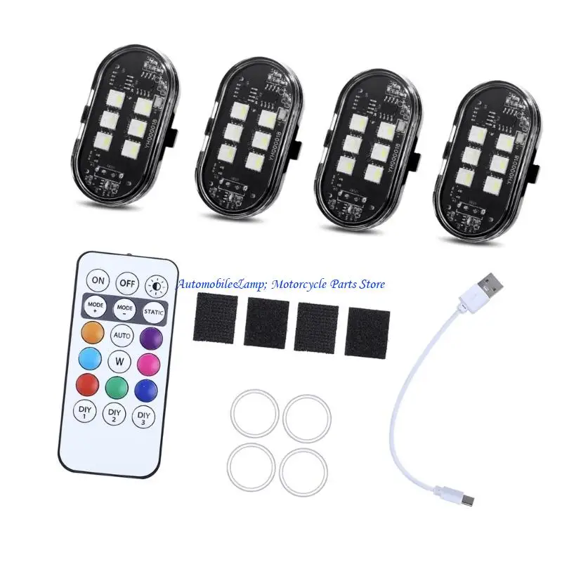 H7BD 2/4/6/8pcs Lights For Night Riders Waterproof Shockproof Wireless Remote Control For Various Weather Conditions