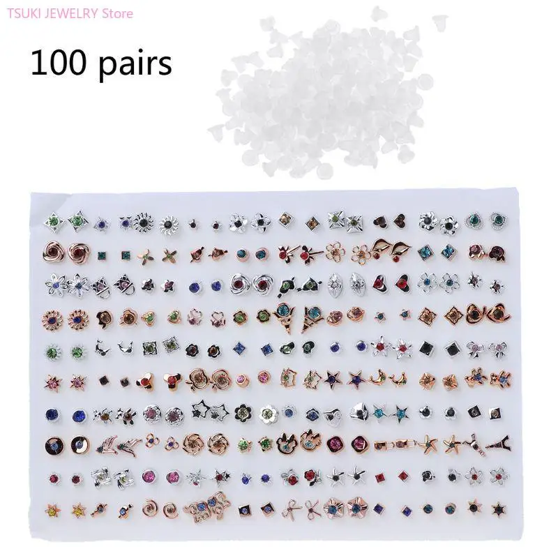 62KE 100 Pairs Colorful Earrings set for Women