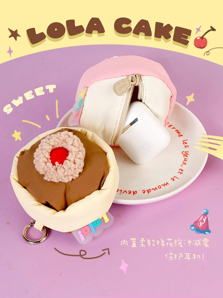2025 New Original Cake Earphones Small Bag Cute Girl Portable Student Sundries Storage Key Change Bag Birthday/holiday Gift