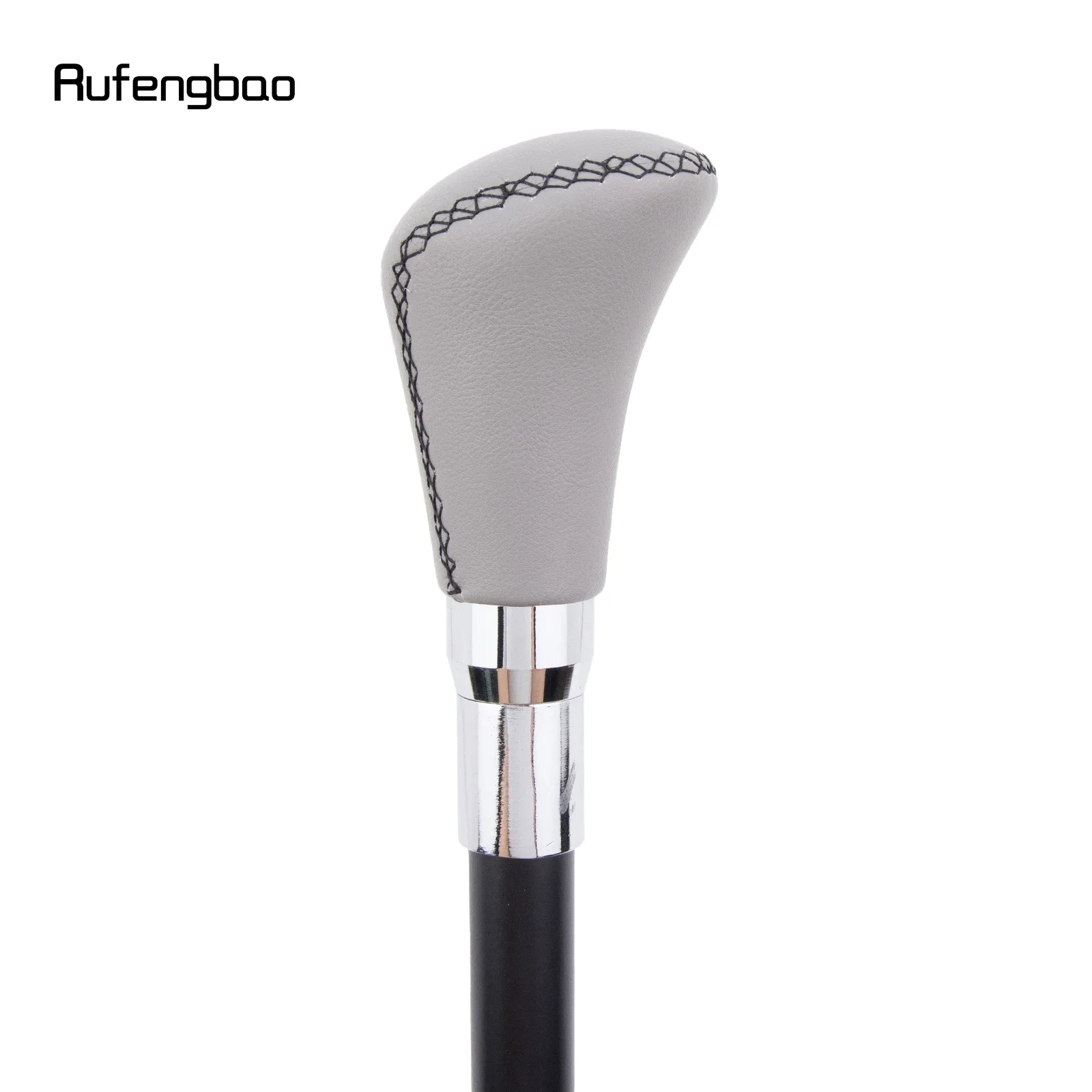 Gehstock aus grauem Leder, silberfarben, modisch, dekorativer Gehstock, Gentleman, elegant, Cosplay, Gehstock, Crosier, 94 cm