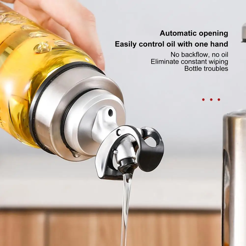 Oil Bottle Cap Anti-clogging Detachable Oil Bottle Stopper Portable Rubber Oil Spout Automatic Opening Closing Oil Pour Spout