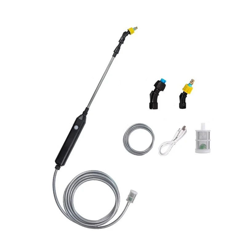 A19Q-電動噴霧器 4 メートルパイプ付き庭の水まきスプレーガン 2 ノズル付きタイプ C/USB 伸縮式灌漑ツール