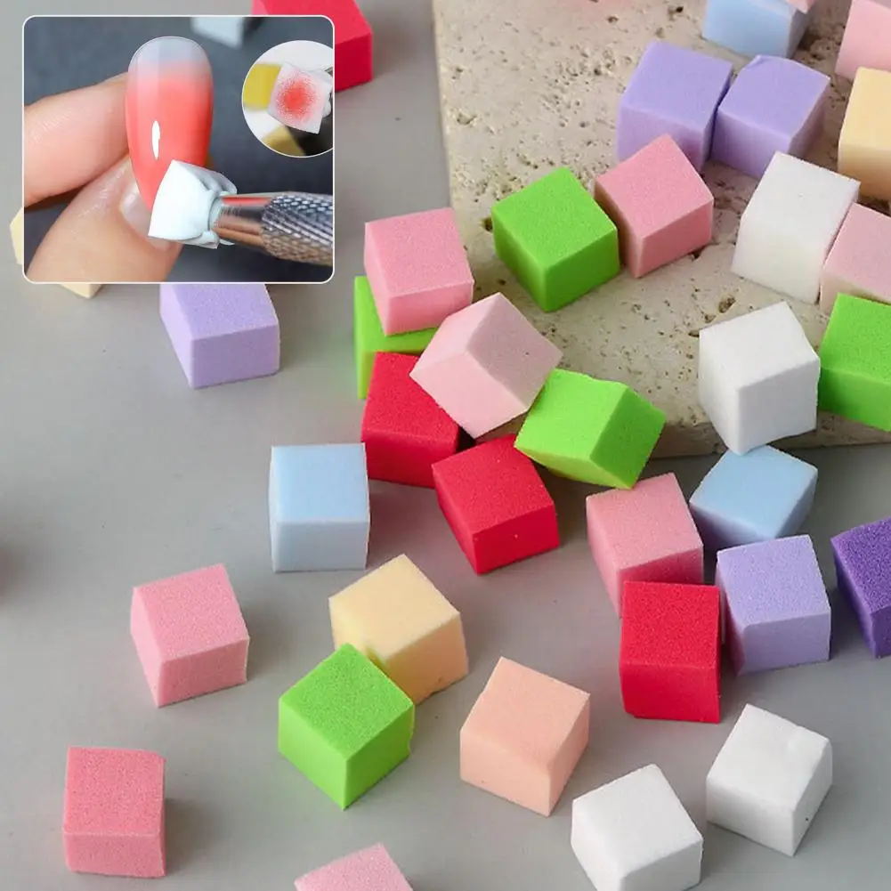 Esponjas para decoración de uñas con caja de almacenamiento, bolígrafo para agarrar, herramienta para manicura con gradiente artístico, esponja cuadrada de efecto profesional para manicura S Y6P5