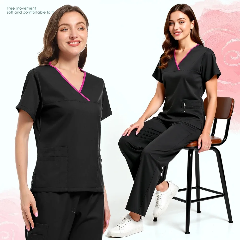 Gran oferta de alta calidad, uniforme de Hospital, venta al por mayor, Tops y pantalones médicos para mujeres, uniformes de enfermería, conjuntos de accesorios médicos