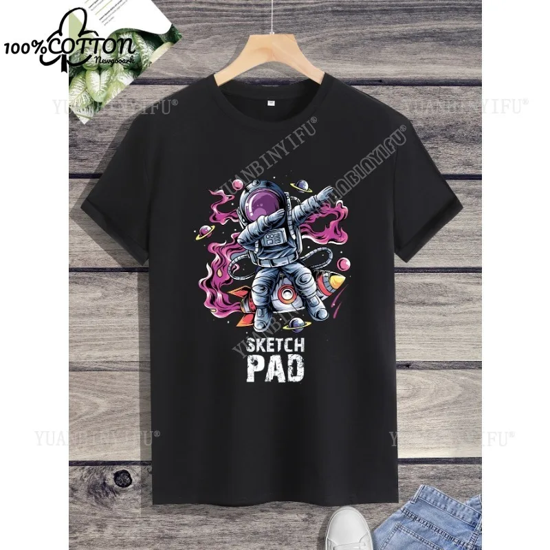 نمط جديد Nuobi My Style Moon Universe Stars "رائد الفضاء تي شيرت للجنسين قميص قطني بأكمام قصيرة ورقبة دائرية ملابس الشارع #5