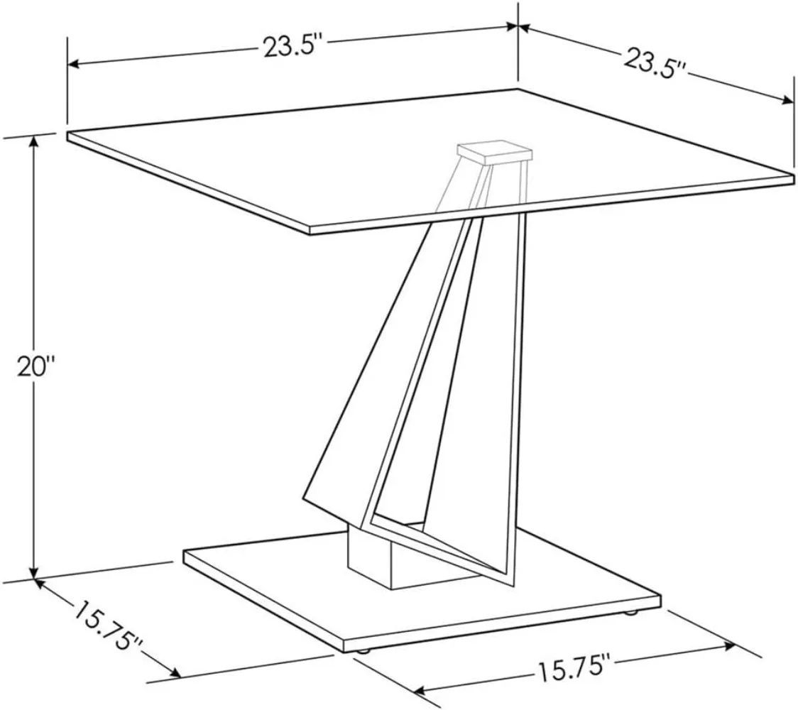 Modern Serra End Table - Clear Glass with Polished Stainless Steel Base