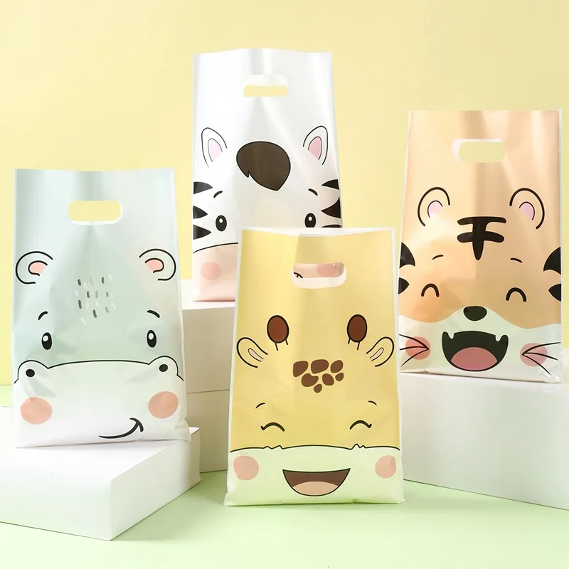 Bolsas de Regalo con Diseño de Animales, 10/25/50 Piezas, Bolsas de Regalo con Dibujos Animados de Jirafa y Tigre, Bolsas de Regalo con Temática de la Selva para Fiestas Infantiles