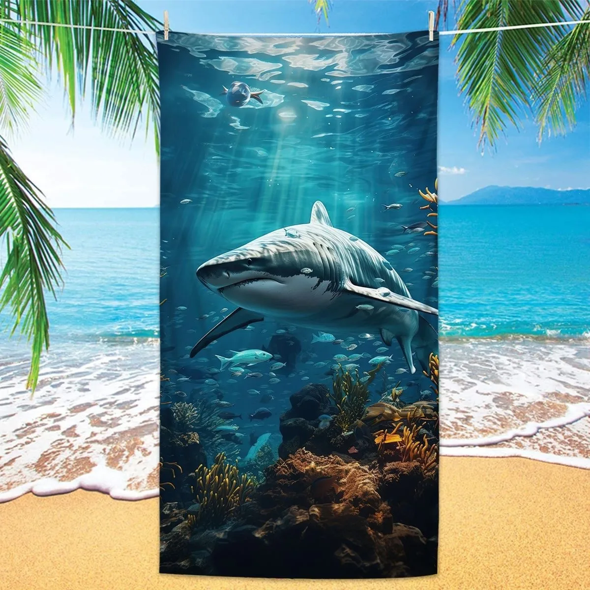 Aesthetic Orca Microfiber Beach Towel XL Colorful Tropical Fish Quick Dry Large Swimming Bath Towels Coastal Blanket