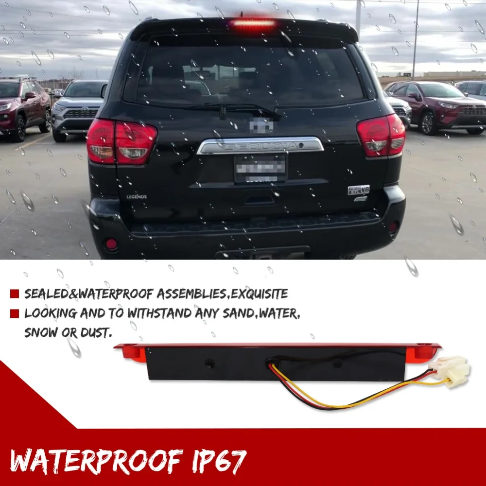 1PC For Toyota RAV4 Highlander Sequoia Corolla S Red LED Car Rear Center High Mount Third 3rd Brake Light Stop Light Assembly - Image 4