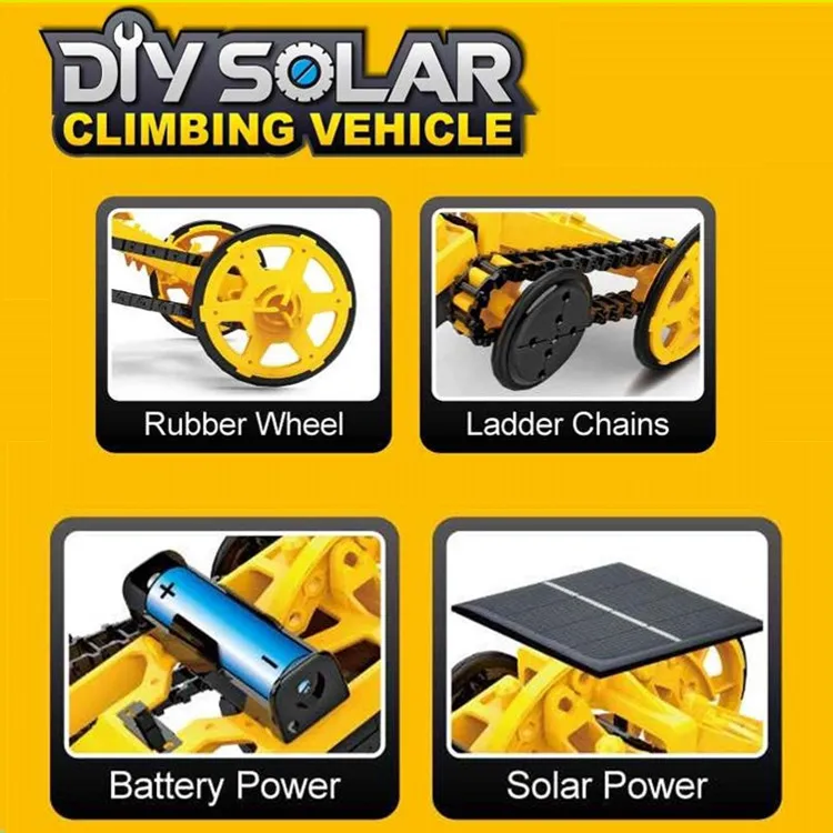 DIY Montar Kit para Crianças, Brinquedo Solar, Conjunto Robótico, Carro de Escalada All-Wheel-Drive, Jogos STEM, Brinquedos Educativos, Presente Kids
