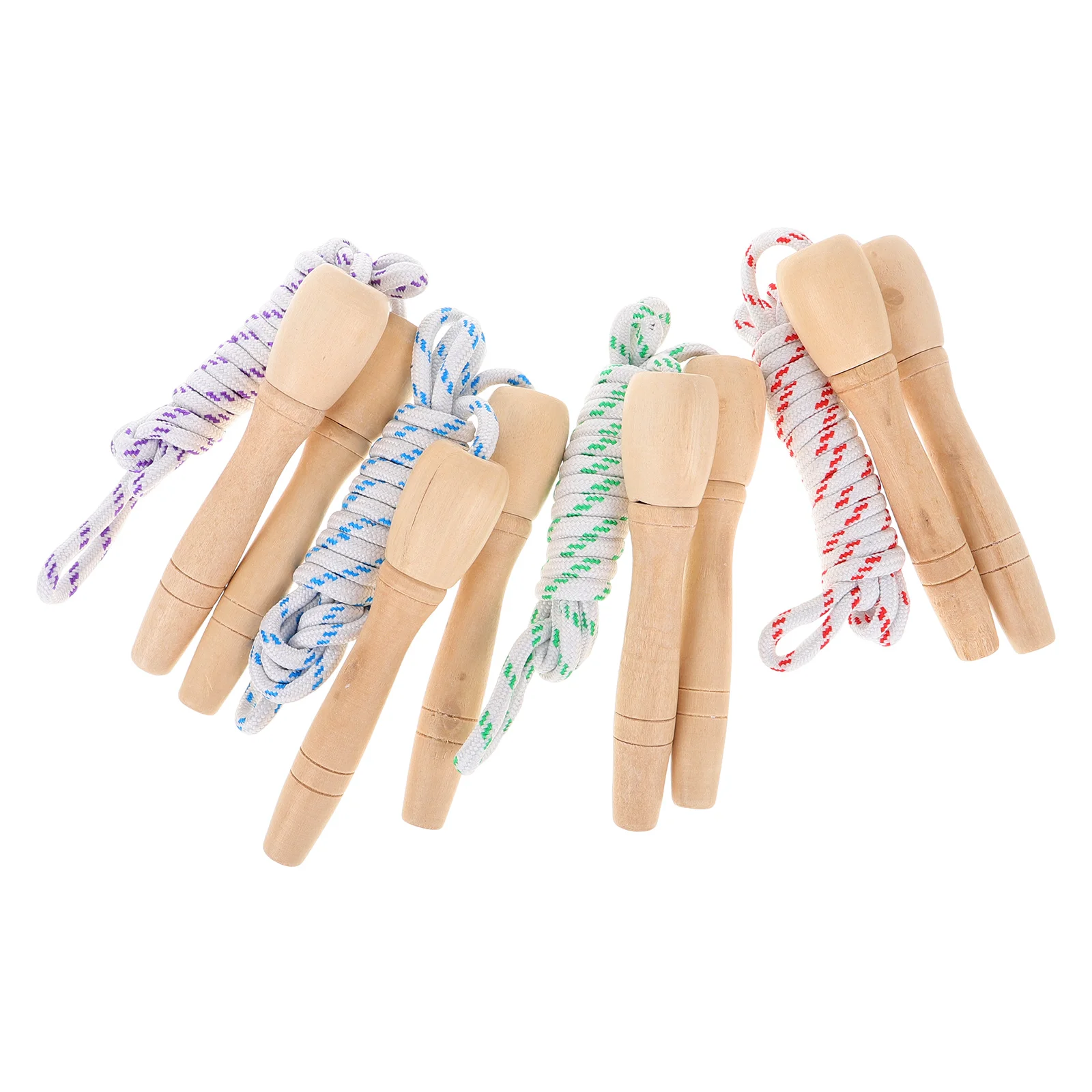 

4Pcs Students Skipping Rope Adjustable Wooden Handle Ergonomic Training Exercise Tool for Kids Adults Health