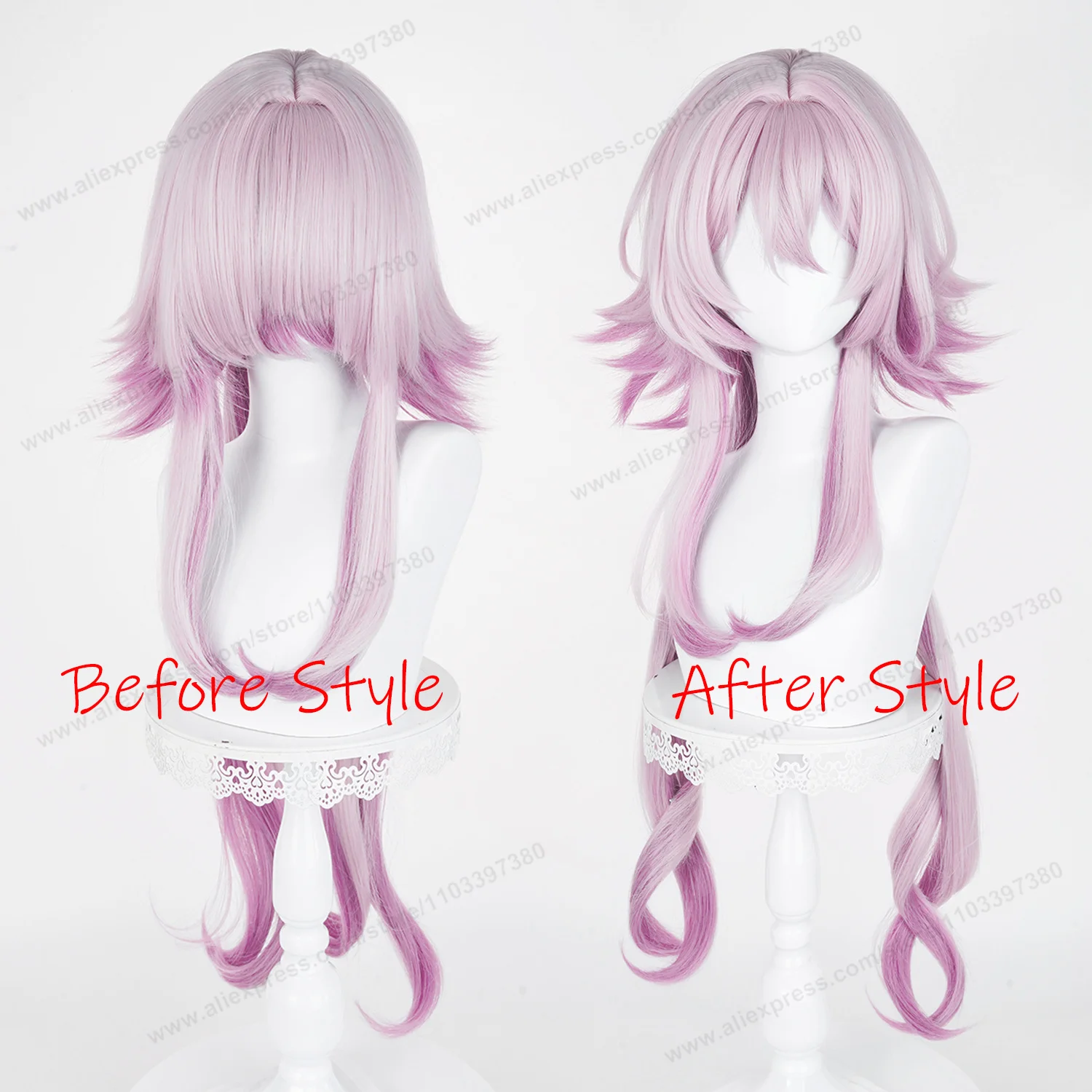 HSR Evernight Cosplay Wig 100cm Long Pink Women Wigs Anime March 7th Cosplay Wig Halloween Heat Resistant Synthetic Hair