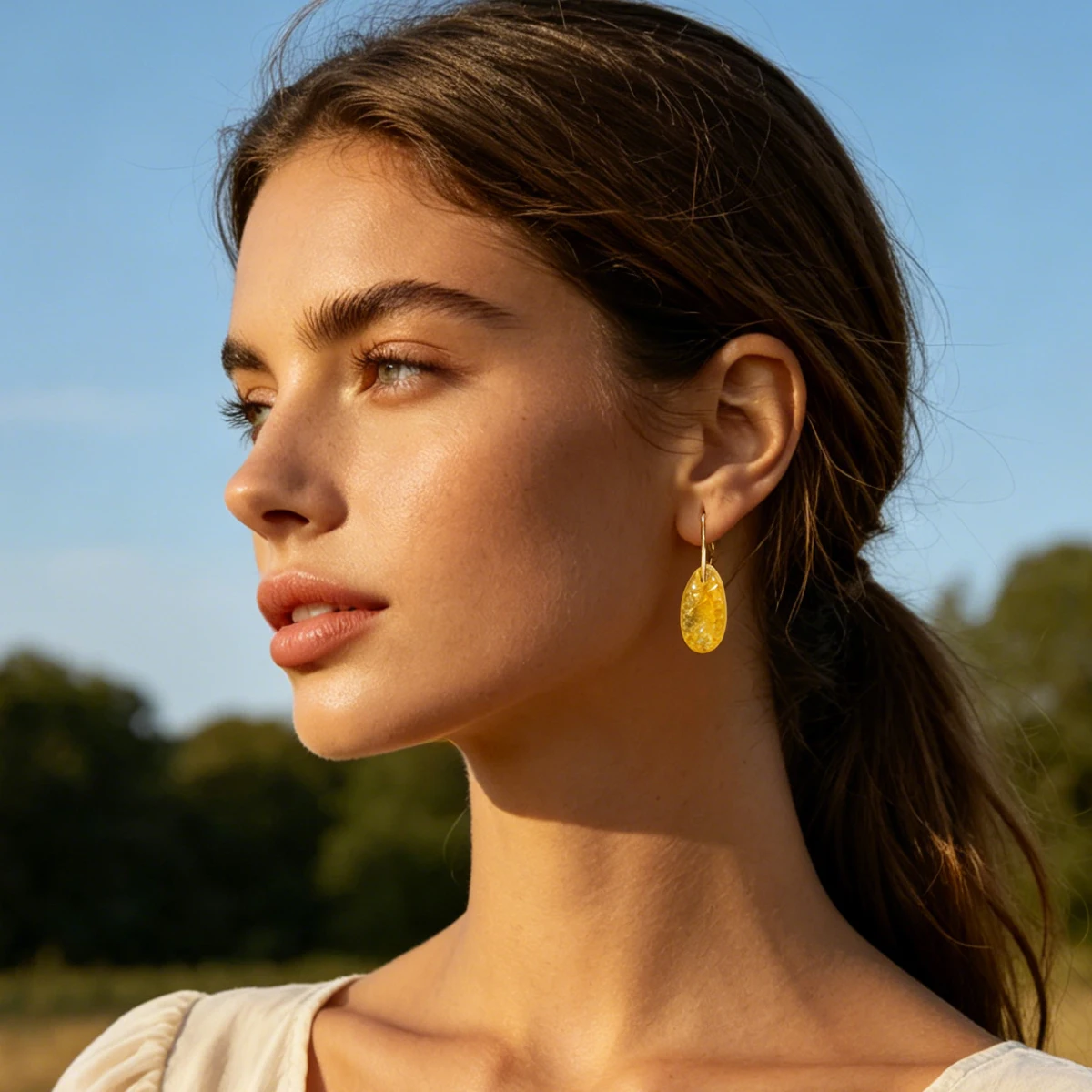 Natürliche Citrin-Ohrringe im Bohemian-Stil, Wassertropfen-Anhänger-Ohrringe, Modische und Einfache Accessoires für Frauen – Detail 6