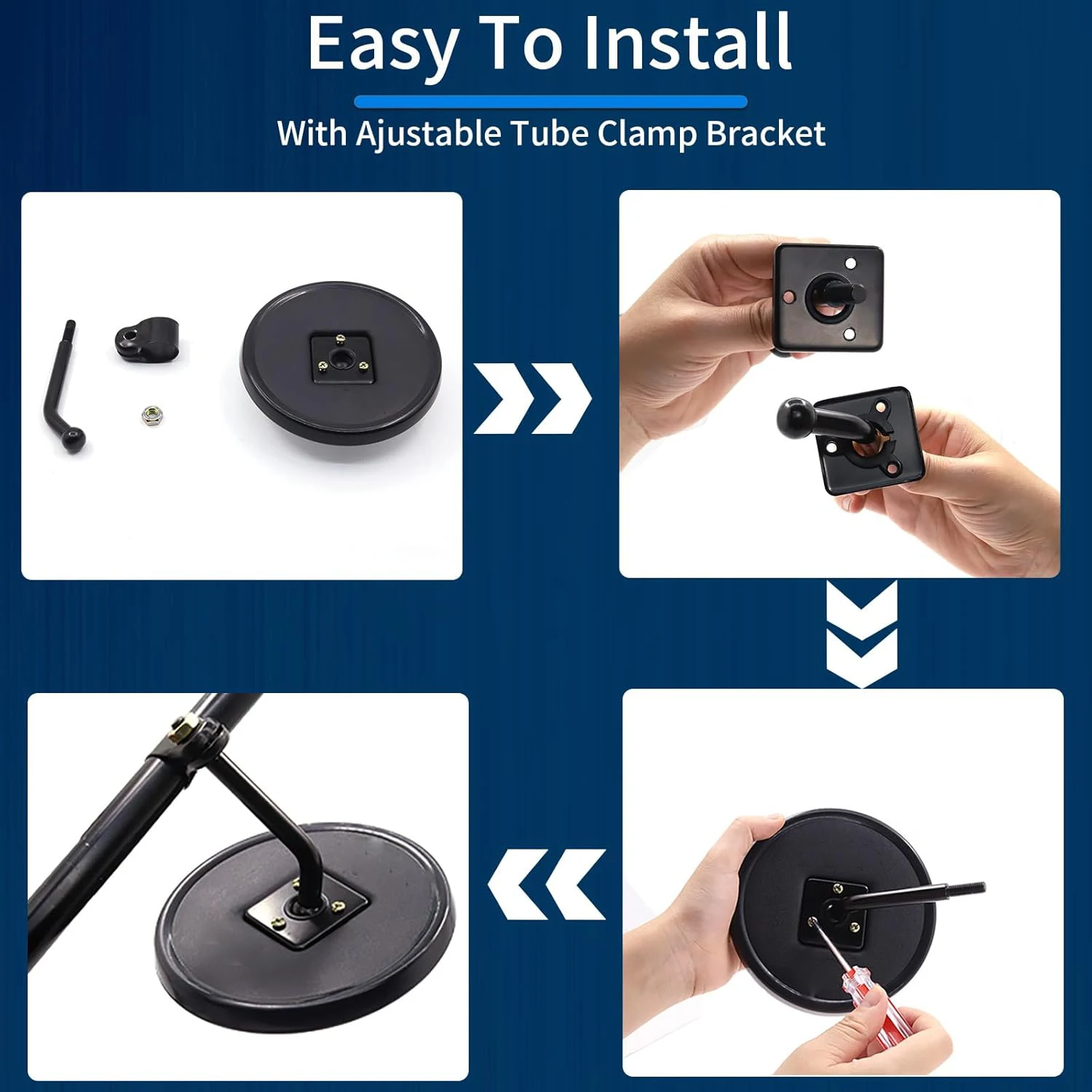 Convex mirror, blind spot anti-shake side rearview mirror, easy-to-install round mirror with arm assembly, suitable for trucks,