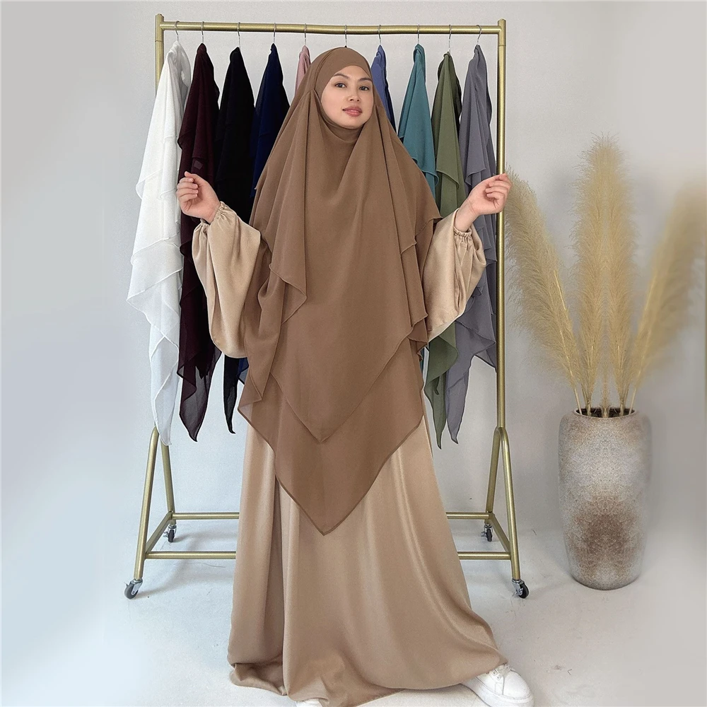 Eid Long Khimar Hijab Muslim Women Prayer Garment Overhead Caftan Ramadan Islamic Burqa Niqab Nikab Wrap Femme Musulman Hijabs