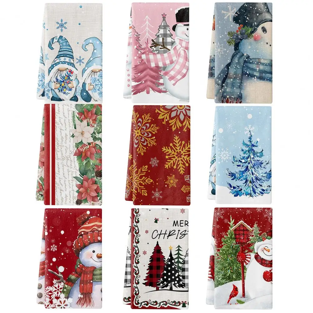 Holiday Themed Towel Christmas Kitchen Towels Set with Snowman Gnome Designs Super Absorbent Soft for Festive for Home