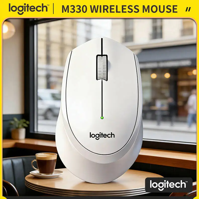 

Беспроводная эргономичная мышь Logitech M330 с низким уровнем шума, 2.4G USB Nano-приемник, высокоточное отслеживание для офиса, ПК, ноутбуков, Mac